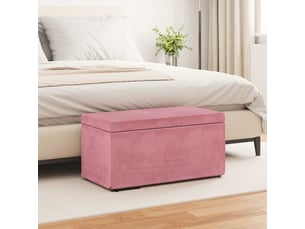 Tabouret bas, ottoman rose 81x41x40 cm velours et bois composite