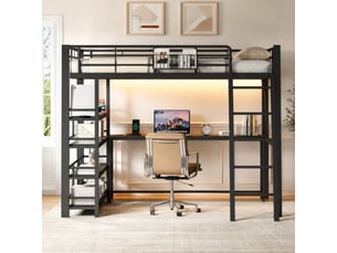 Lit mezzanine 140x200 cm <strong>HAVRYA</strong>  <strong></strong> coloris noir