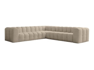 Canapé d'angle réversible fixe LOUNGITUDE MILOE 6 places Tissu Beige