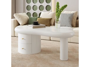Table basse forme atypique coloris blanc ATELIER CONFORTIEL - 64 cmx97 cm