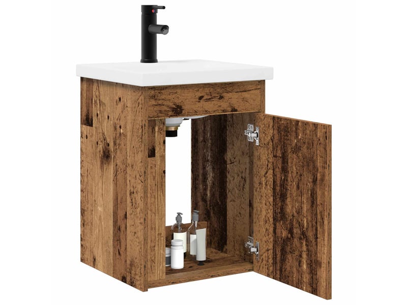  Meuble de rangement salle de bain avec robinet bois ancien shl7980  - Conforama C