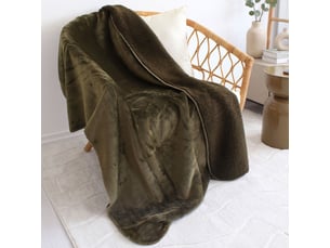 Plaid effet fourrure en flanelle sherlock 300 g,m² 125x150 cm – finition surjet - 125x150cm - vert kaki