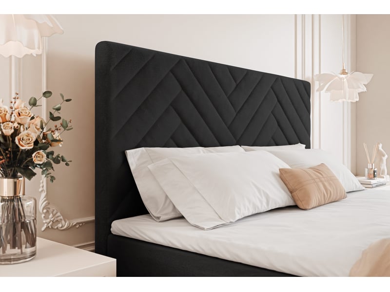  Lit coffre nerea - 160x200 cm - avec matelas et surmatelas - velours doux - noir NEREA - Conforama D