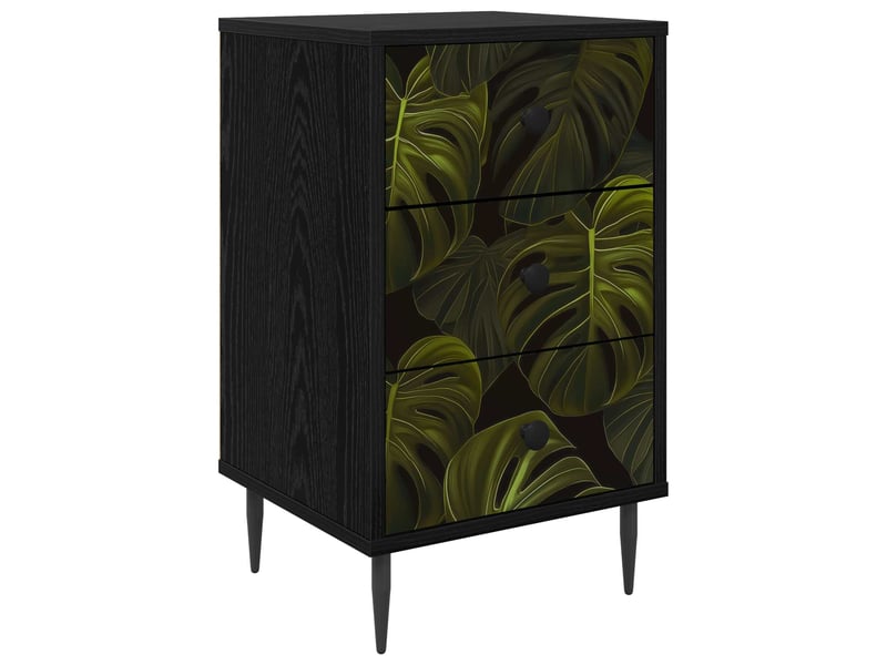  Table de chevet - cabinet de chevet - table de nuit elburg chêne noir 36 x 33 x 61 cm  - Conforama A