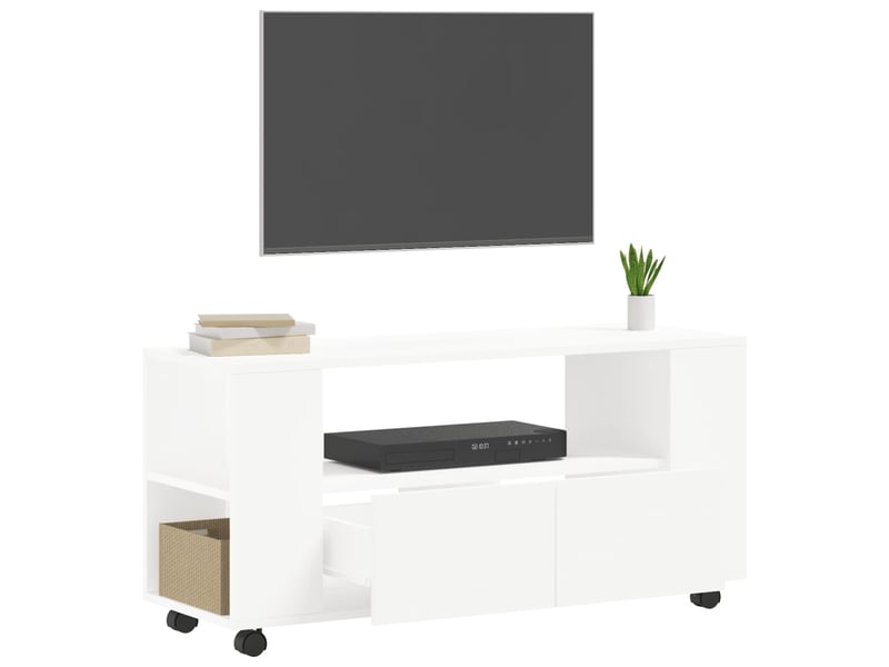  Meuble tv - banc tv - meuble de rangement blanc 102x34,5x43 cm bois d'ingénierie  - Conforama D