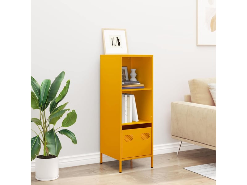 Buffet haut - bahut - meuble de rangement jaune moutarde 35x39x103,5 cm acier  - Conforama C