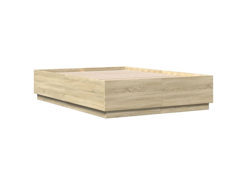  Lit double- lit adulte -  cadre de lit avec led sans matelas chêne sonoma 150x200 cm  - Conforama B