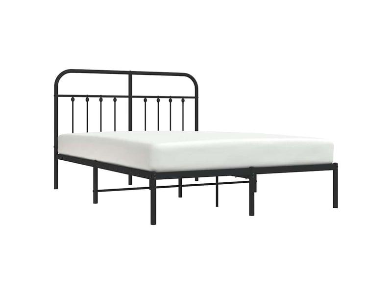  Lit double- lit adulte -  cadre de lit métal sans matelas avec tête de lit noir 150x200cm  - Conforama D