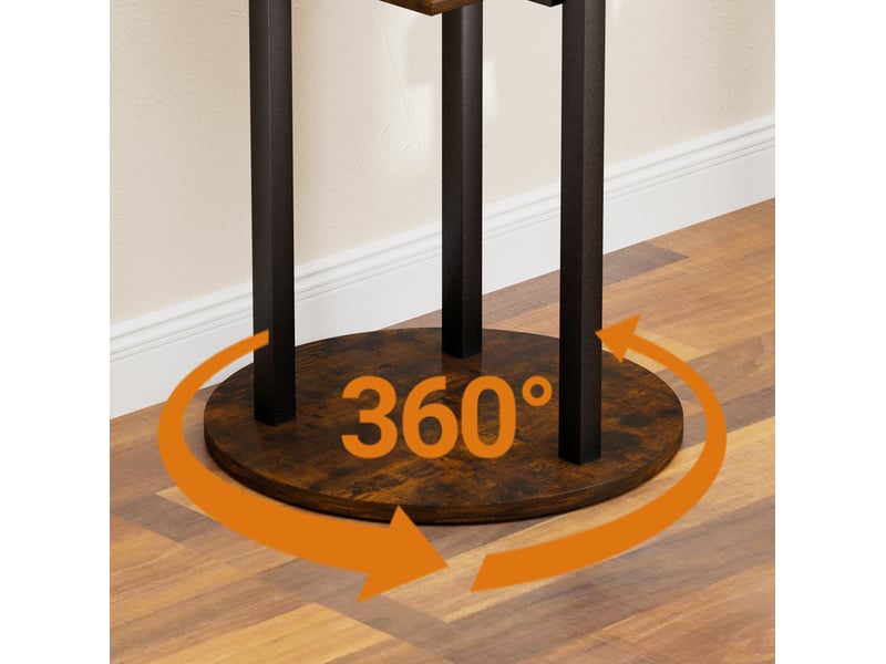  Miroir sur pied 40x174 cm pivotant 360°, porte-manteaux, meuble d'entrée et dressing, métal et panneaux, noir et marron  - Conforama E