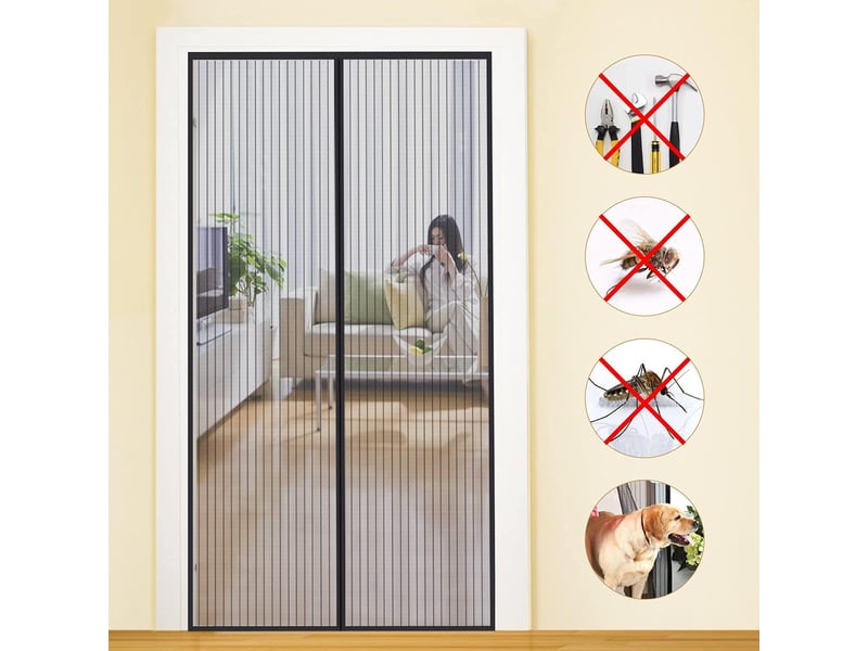  Moustiquaire porte magnétique 100x220cm fermeture automatique noir  - Conforama C
