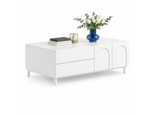 Table basse rectangulaire coloris blanc LPOSPI - 50 cmx100 cm