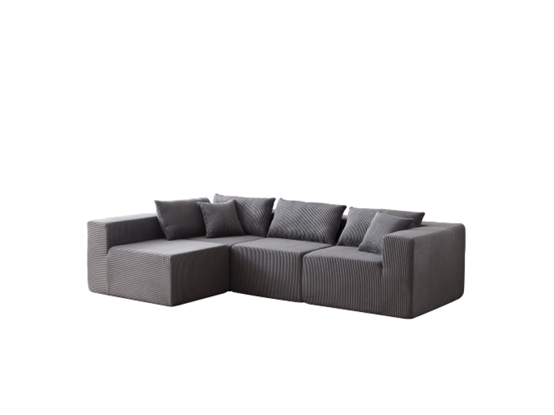 Canapé modulable l 4 pièces 104 pouces en velours côtelé, mousse compressée, design luxe, salon et chambre, combinaison libre - Conforama D