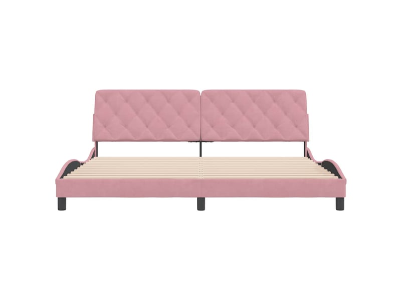 Lit double- lit adulte - cadre de lit sans matelas rose 200x200 cm velours - Conforama D