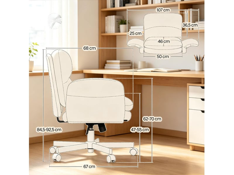  Moderne akzentstuhl, drehbarer essstuhl, chenille samt, beige, 150kg tragkraft  - Conforama E