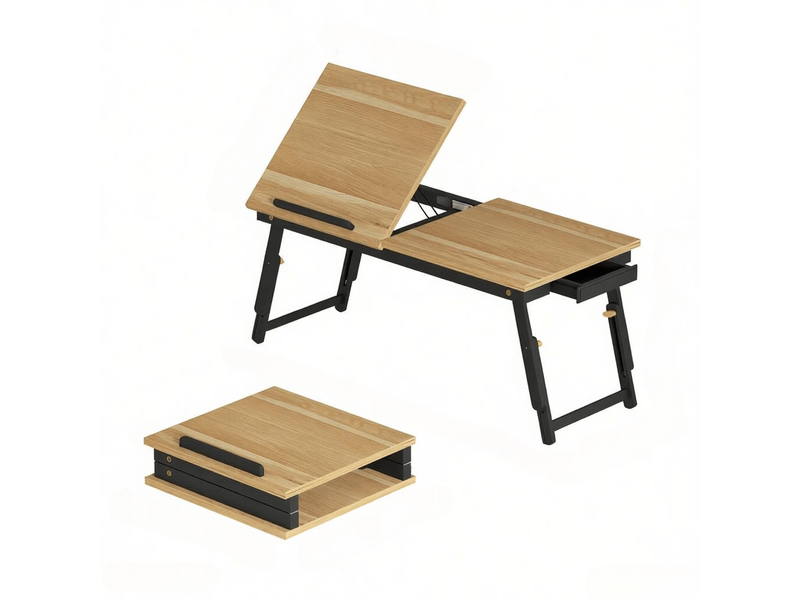  Table pliante design à hauteur et angle réglables - inclinaison, tiroir intégré - pour lit  - Conforama A