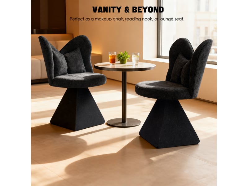 Chaise pivotante papillon, fauteuil d’appoint, chaise coiffeuse, tissu chenille, salon chambre bureau - Conforama D