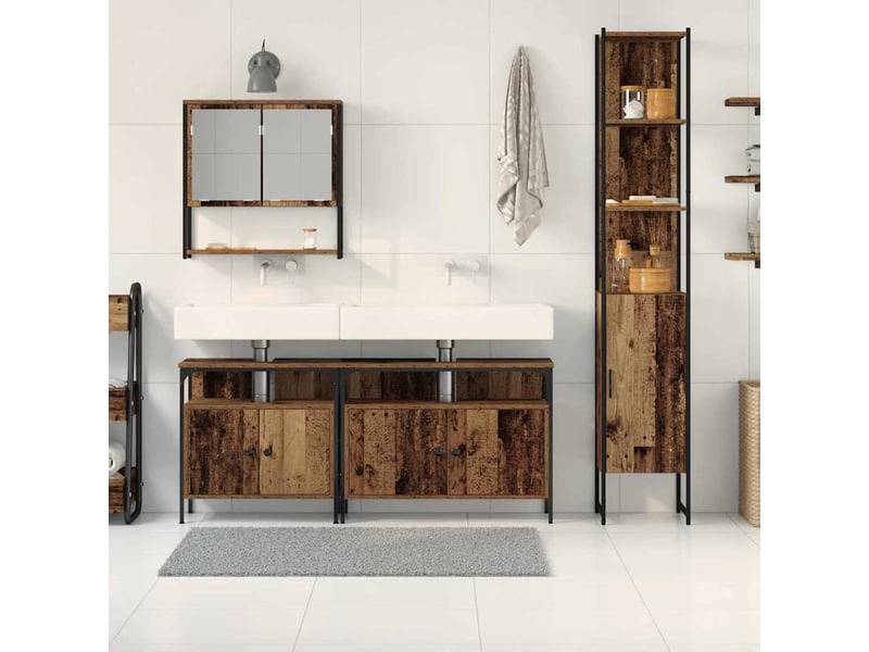  Ensemble de mobilier de salle de bain 4 pièces bois ancien cf64542  - Conforama D