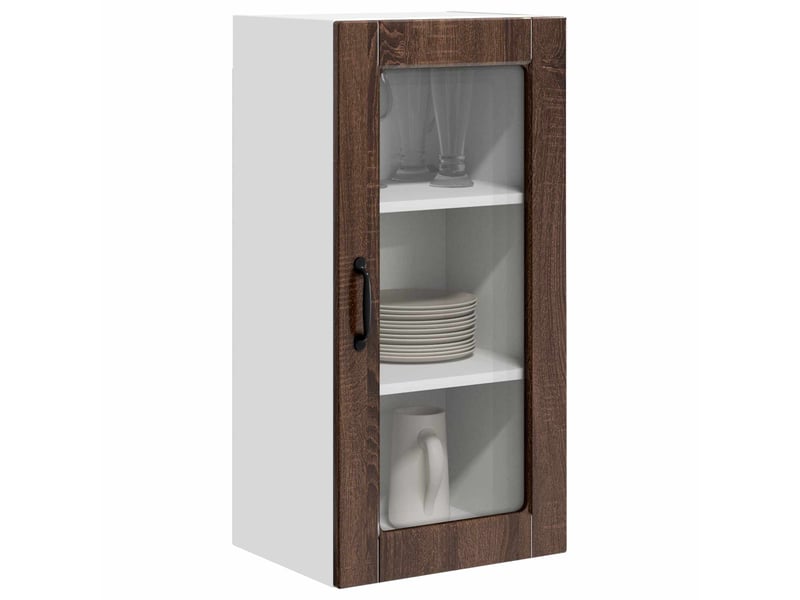  Meuble mural de cuisine, cabinet en verre mural chêne brun 40x31x80cm shl4157  - Conforama C