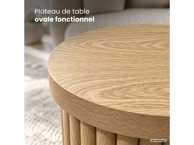  Table basse tino coloris bois naturel 40 cm ronde à piètement cannelé 40x40x49 cm TINO - Conforama D
