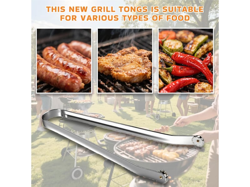  Pince barbecue inox à roulette,manche résistante pour retourner viandes,saucisses,bacon et légumes lors des grillades en extérieur No Commercial reference - Conforama E