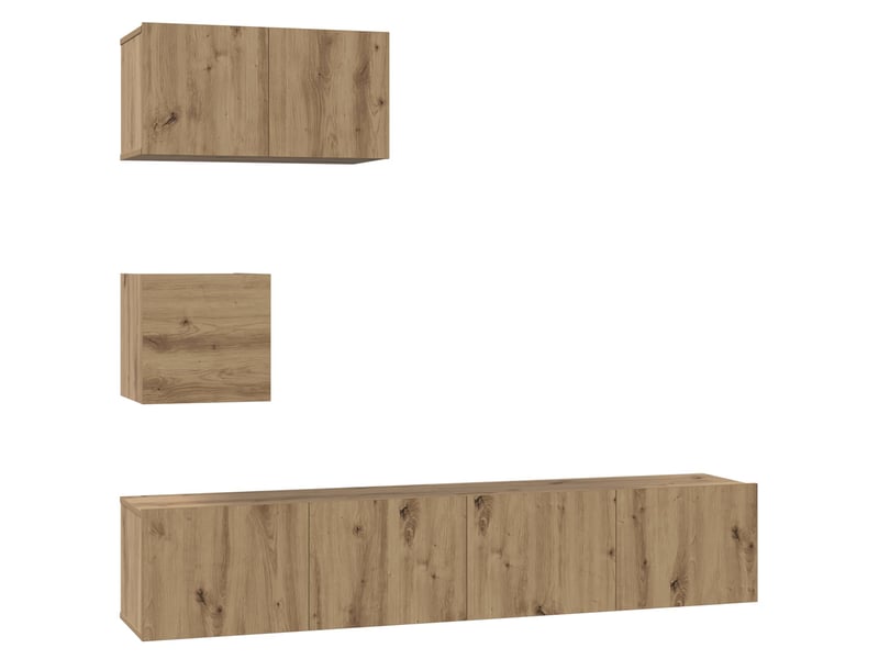  Ensemble meuble tv - banc tv - meuble de rangement 3 pcs chêne artisanal bois d'ingénierie  - Conforama A
