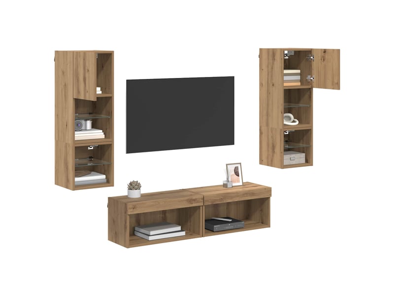  Unité murale de tv 6 pcs chêne artisanal bois d'ingénierie shl78527  - Conforama C