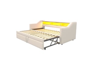 Lit banquette 180x200 cm    coloris beige