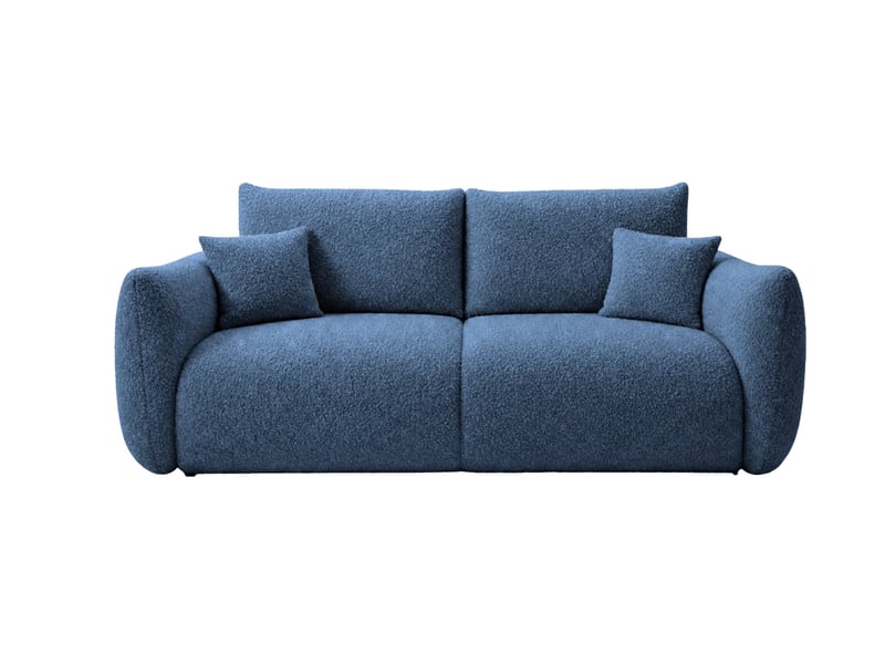  Elio mini - canapé droit convertible tissu bouclette 2 places bleu  - Conforama A