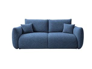 Canapé droit convertible CASANOVA 2 places Tissu bleu avec coffre de rangement
