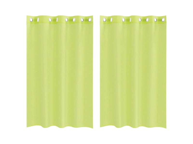  Lot de 2 rideaux en voile, voilages avec œillets vert pomme 140x175 cm cf44431  - Conforama A
