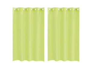 Lot de 2 rideaux en voile, voilages avec œillets vert pomme 140x175 cm cf44431