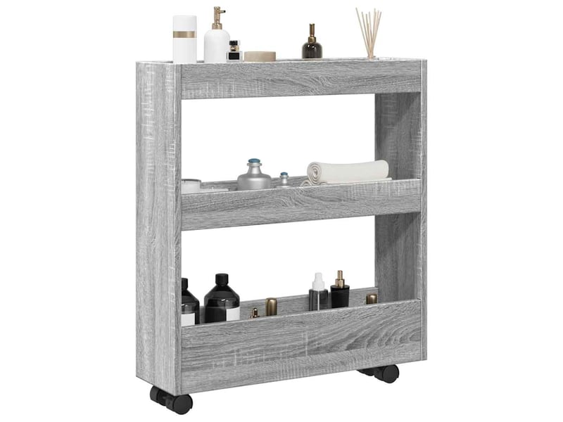 Chariot de rangement étroit pour bureau 3 niveaux sonoma gris shl42311  - Conforama B