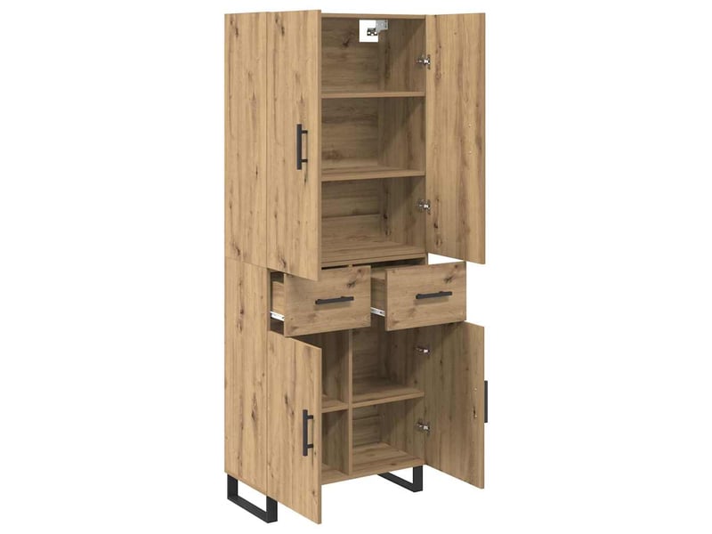 Haut armoire, armoire de rangement chêne artisanal 69,5x34x180 cm shl18774 - Conforama E