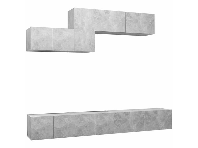  Ensemble de meubles tv 6 pcs gris béton bois d'ingénierie shl39850  - Conforama A