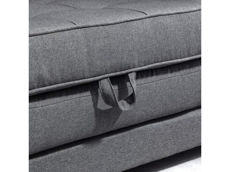  Canapé 2 places 147 x 75 x 85 cm fonction lit aspect lin bois de caoutchouc gris  - Conforama C