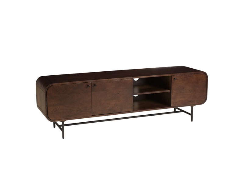  Alix - meuble tv design bois foncé et métal noir 3 portes alix  - Conforama A