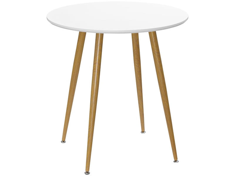  Table de salle à manger ronde pour 2 personnes, style nordique, pieds en métal, ø 72 x 75 cm, blanc mat  - Conforama A