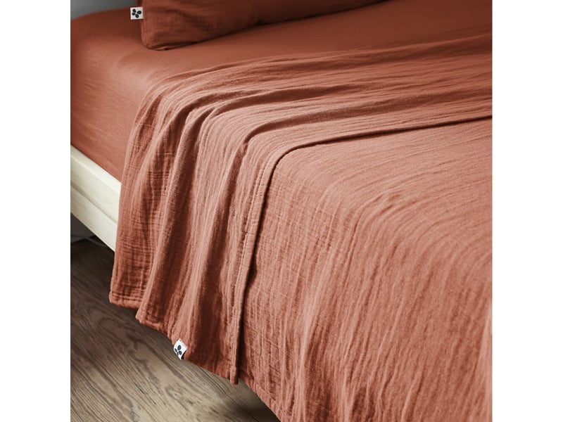  Ourea - drap plat 270x300cm gaze de coton terracotta OUREA - Conforama A