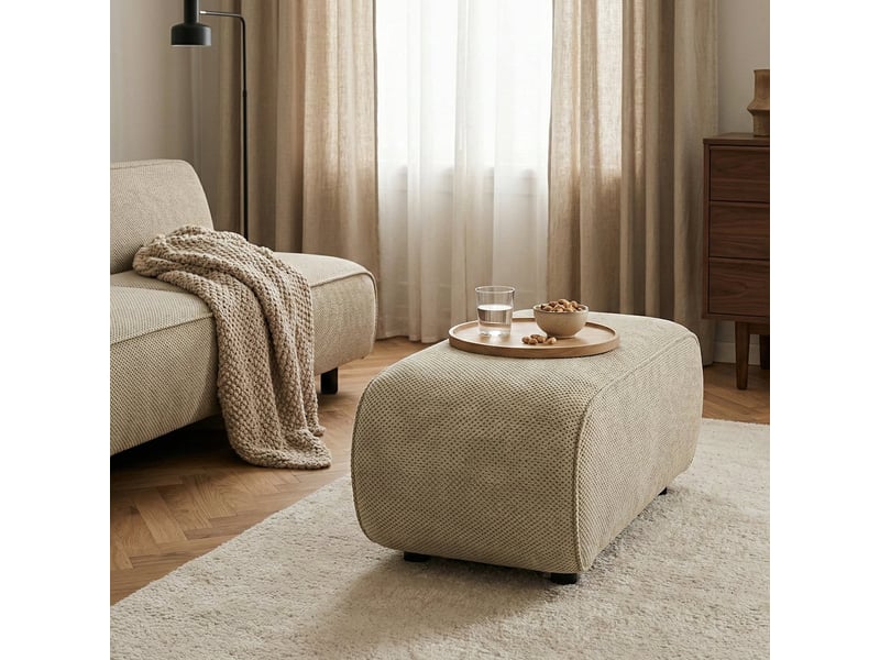 Pouf repose-pieds modulable en velours pour salon moderne gardena - beige  - Conforama B