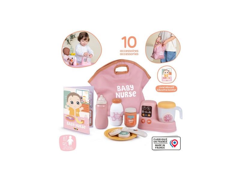  Coffret repas baby nurse smoby pour poupées des 18 mois, jeu de rôle avec accessoire cuisine et bavoir SMO3032162205013 - Conforama B