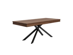 Table à manger extensible 140 à 180 cm, 6 à 8 personnes, mdf, coloris noyer