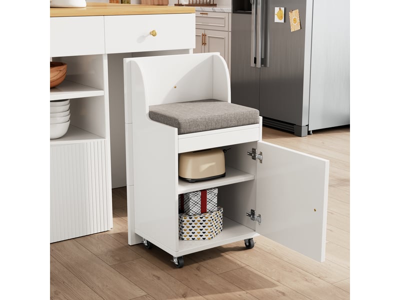 Îlot de cuisine avec tabourets et 6 tiroirs, îlot central 140 cm avec rangement, design noir et blanc - Conforama W