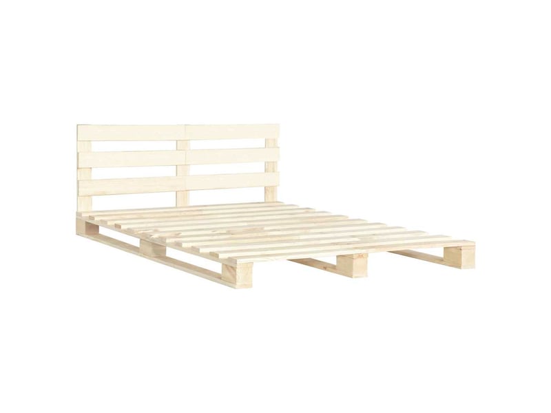  Lit double- lit adulte -  cadre de lit de palette sans matelas bois massif pin 200x200 cm  - Conforama A