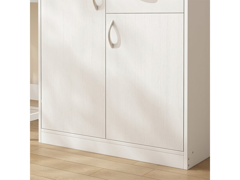 Commode moderne avec tiroirs et étagères, style loft, blanche, armoire, meuble de rangement, 74 cm  - Conforama C