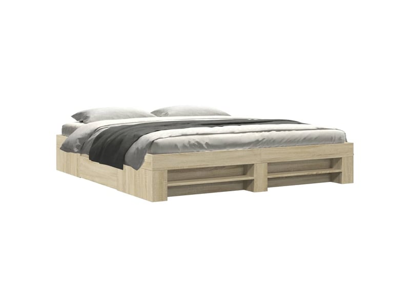  Lit double- lit adulte -  cadre de lit sans matelas chêne sonoma 200x200 cm  - Conforama A