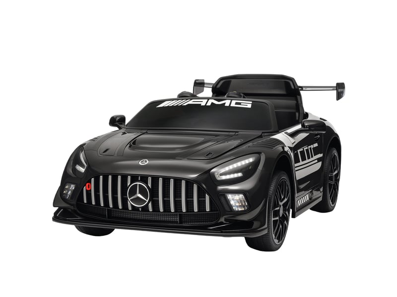  Voiture électrique mercedes pour enfants, batterie 12 v, lumières led, fonction musicale, klaxon, 3-8 ans, noire  - Conforama B