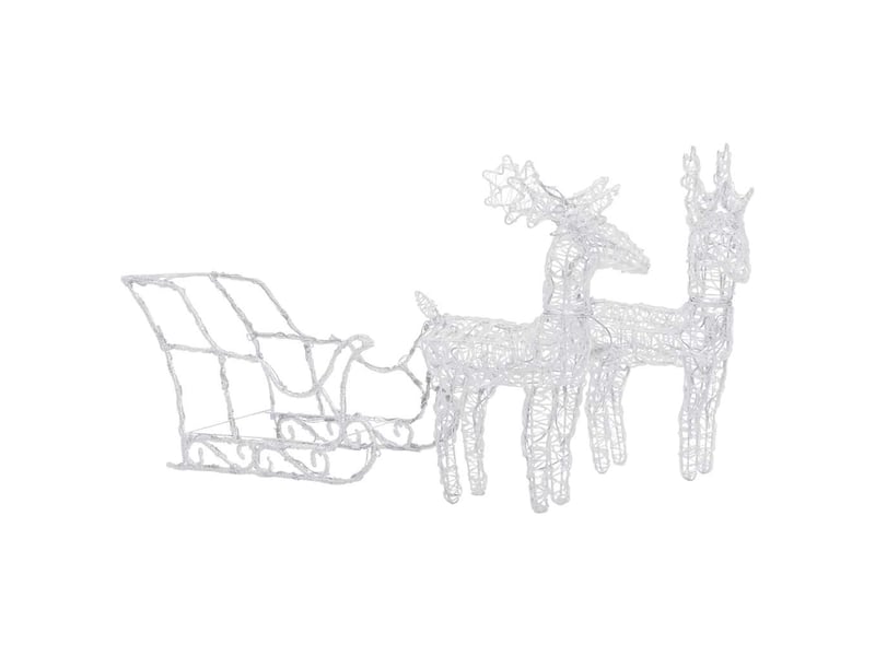  Décoration de noël rennes et traîneau 160 led 130 cm acrylique  - Conforama D