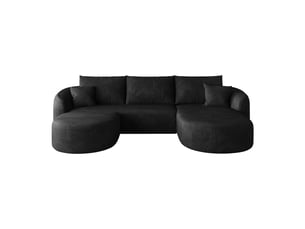 Canapé modulable noir tissu design minimaliste sans montage nécessaire structure flottante grand salon