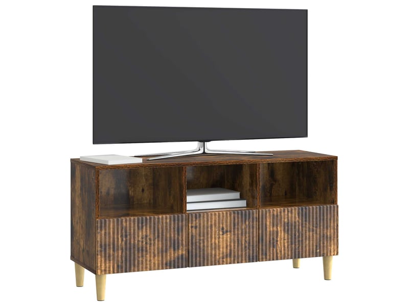  Meuble tv - banc tv - meuble de rangement 102 x 34,5 x 50 cm chêne fumé bois d'ingénierie  - Conforama C