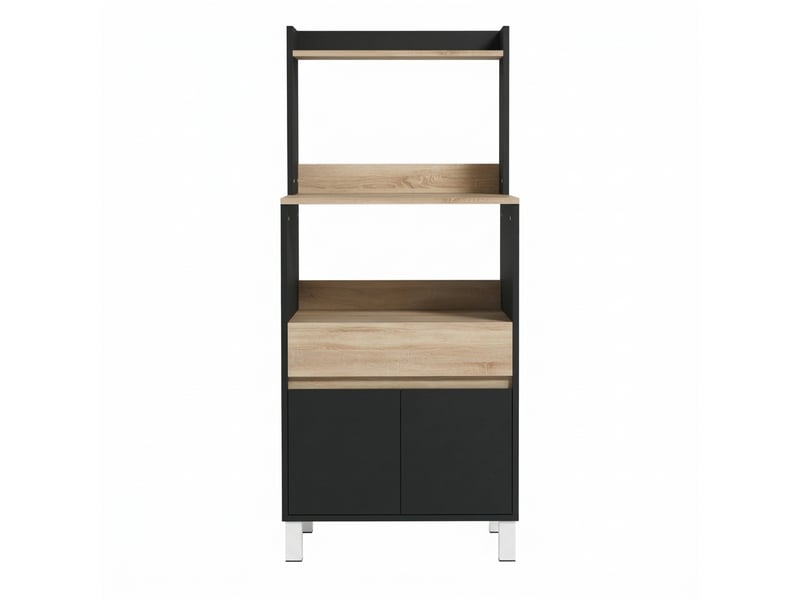  Buffet de cuisine noir 60 cm avec tiroir et étagère, meuble micro-ondes  - Conforama A